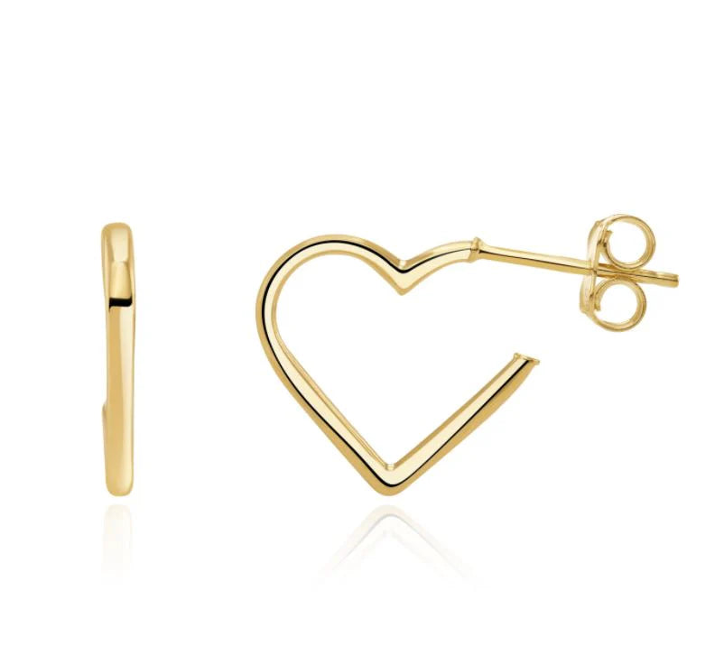 Yellow Gold Heart Hoop Earrings