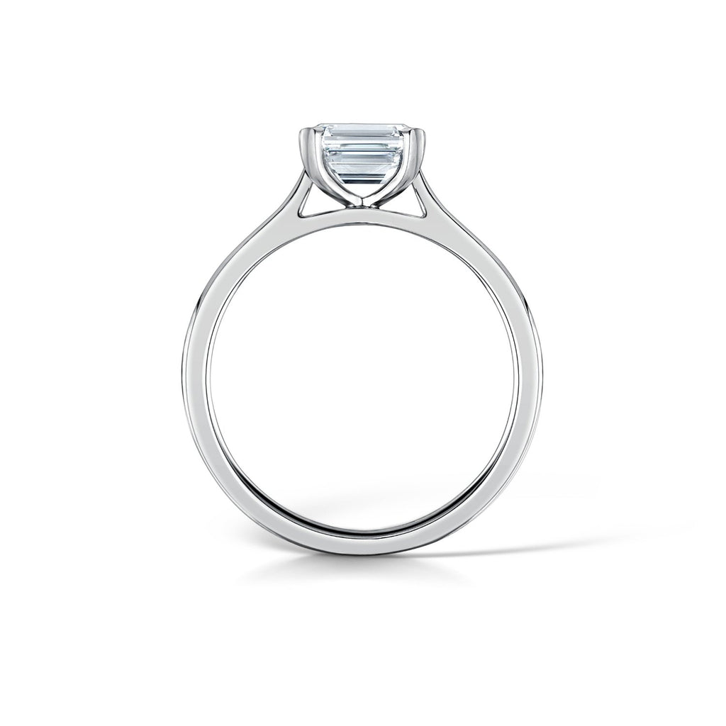 Horizontal Emerald Cut Diamond Solitaire Side