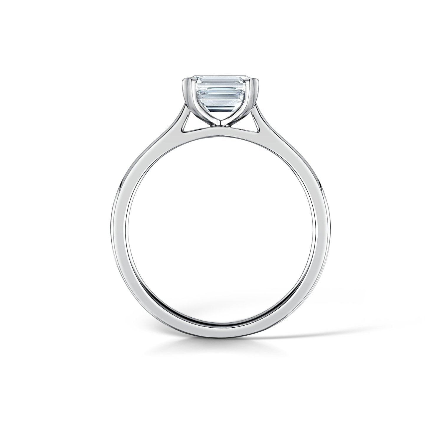 Horizontal Emerald Cut Diamond Solitaire Side
