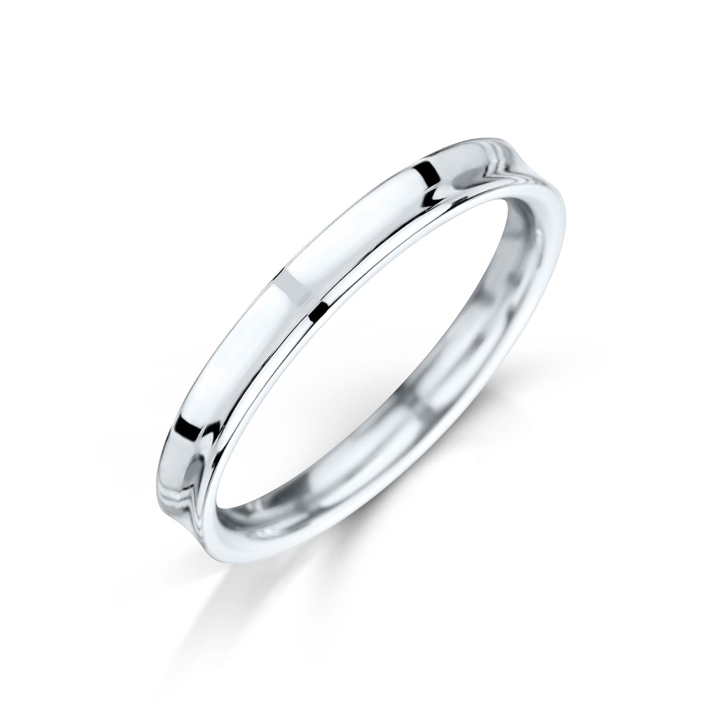 Ladies Concave Wedding Band in Platinum