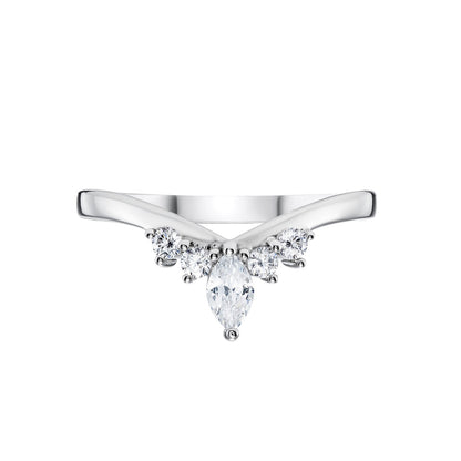 Ladies Diamond Tiara Wedding Ring in Platinum on white background