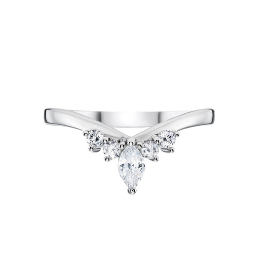 Ladies Diamond Tiara Wedding Ring in Platinum on white background