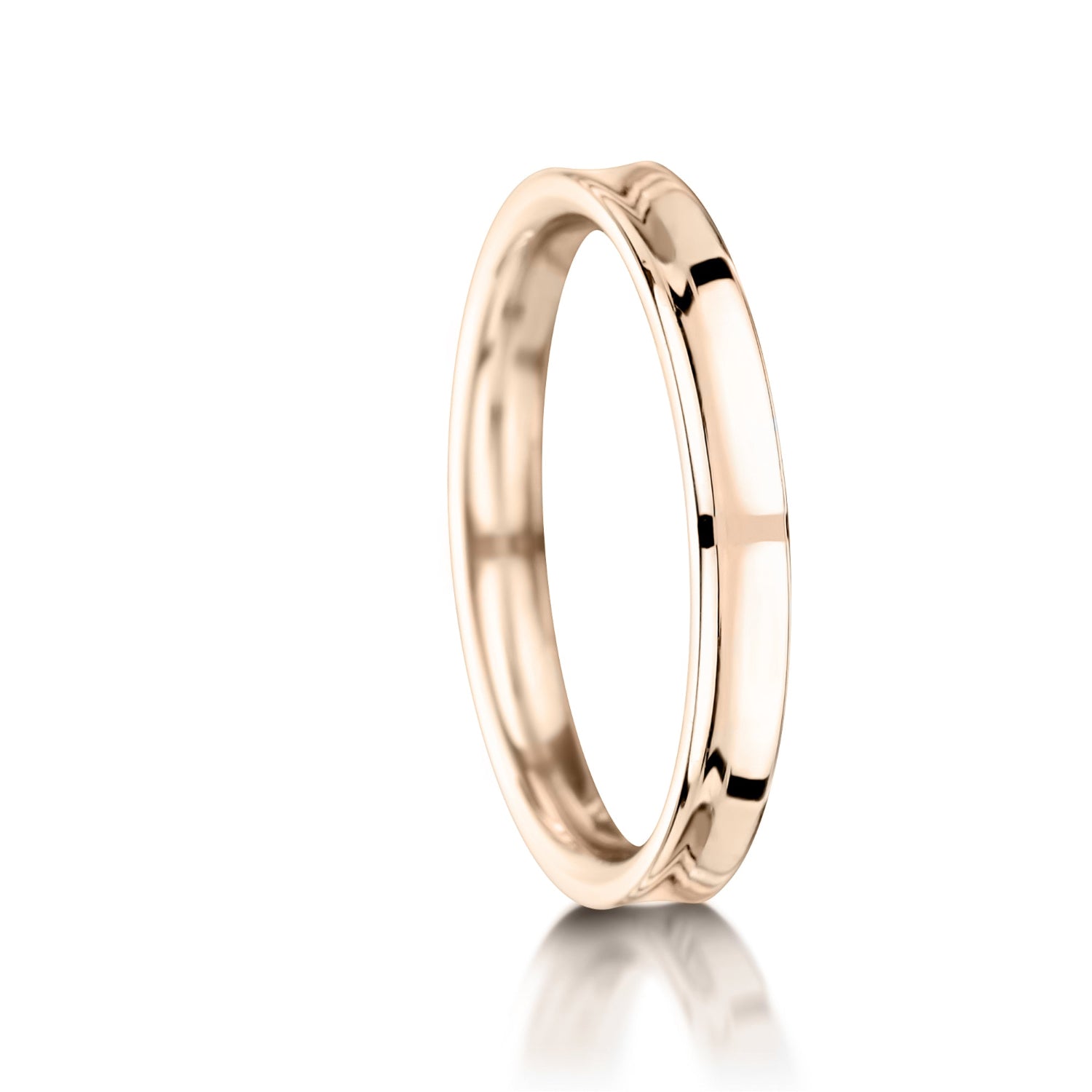 Ladies Rose Gold Concave Wedding Band - Straight