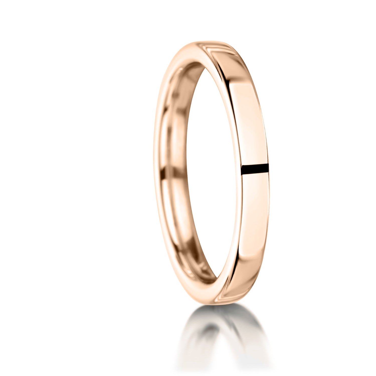 Rose gold ring with a black stripe on a white background