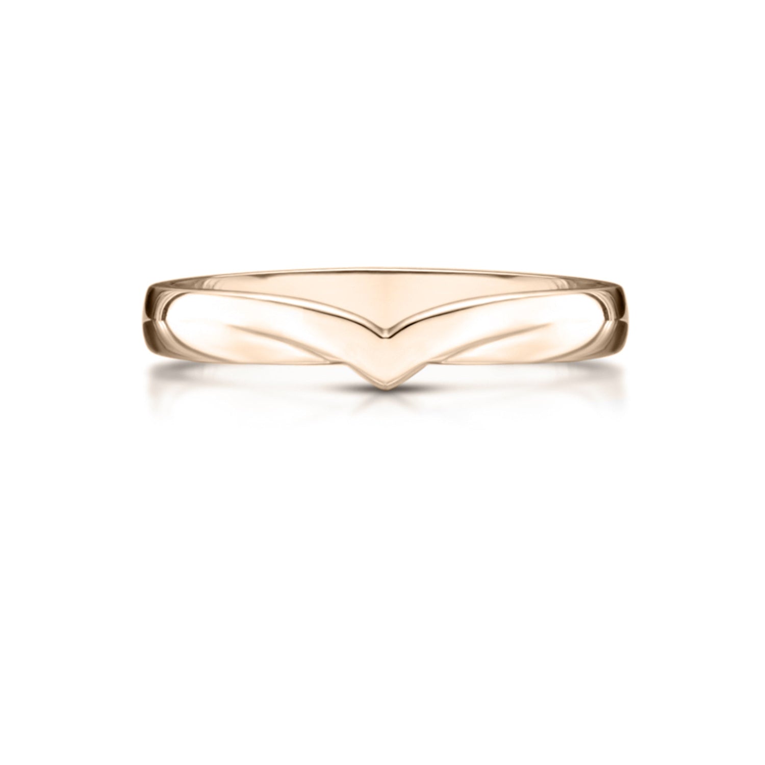 Ladies V Shaped Yellow Gold Wedding Ring on white background 