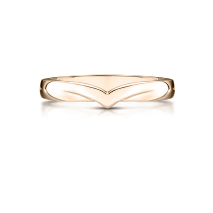 Ladies V Shaped Yellow Gold Wedding Ring on white background 