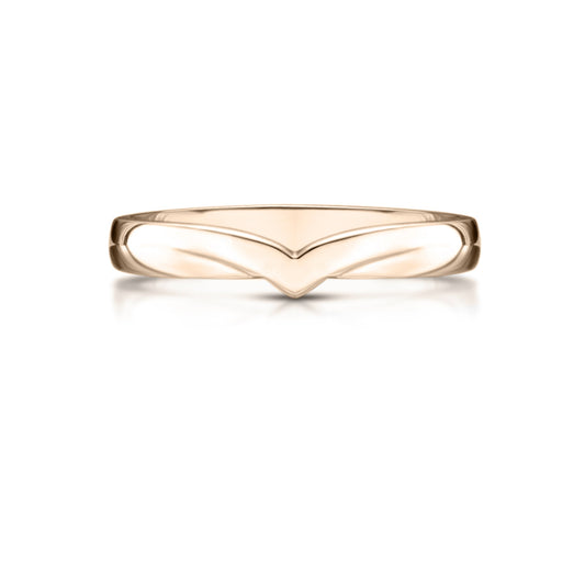 Ladies V Shaped Yellow Gold Wedding Ring on white background 