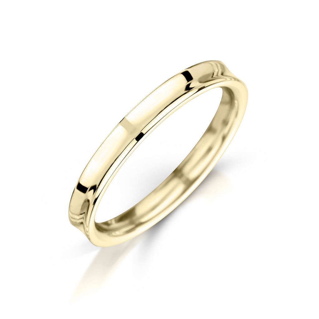 Ladies Yellow Gold Concave Wedding Band 