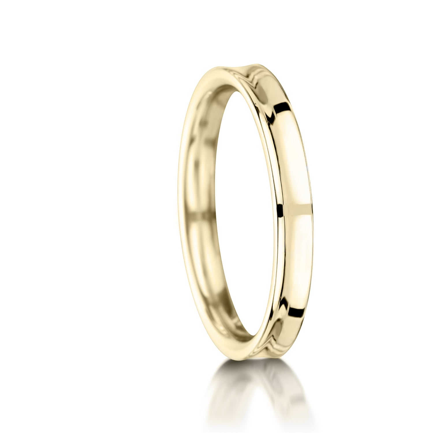 Ladies Yellow Gold Concave Wedding Band - Straight
