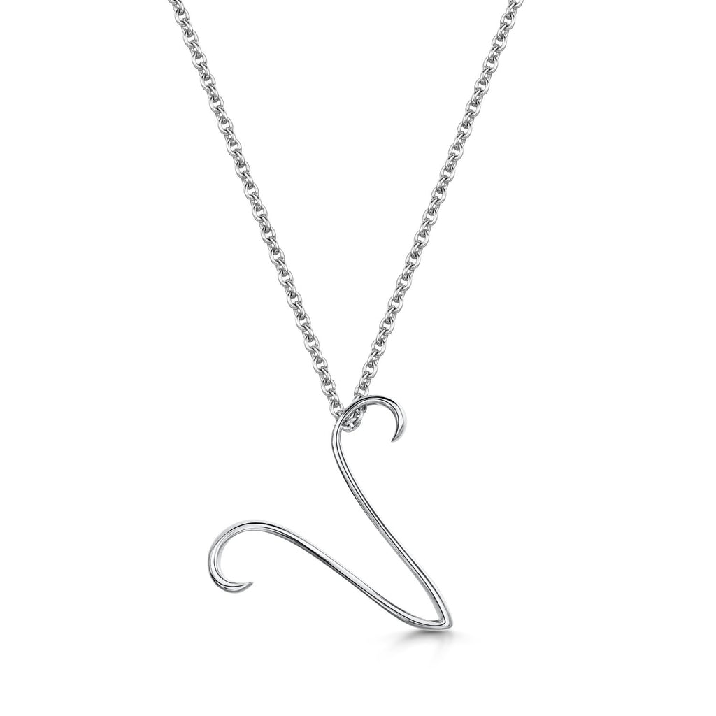 Letter V Initial Pendant & Chain