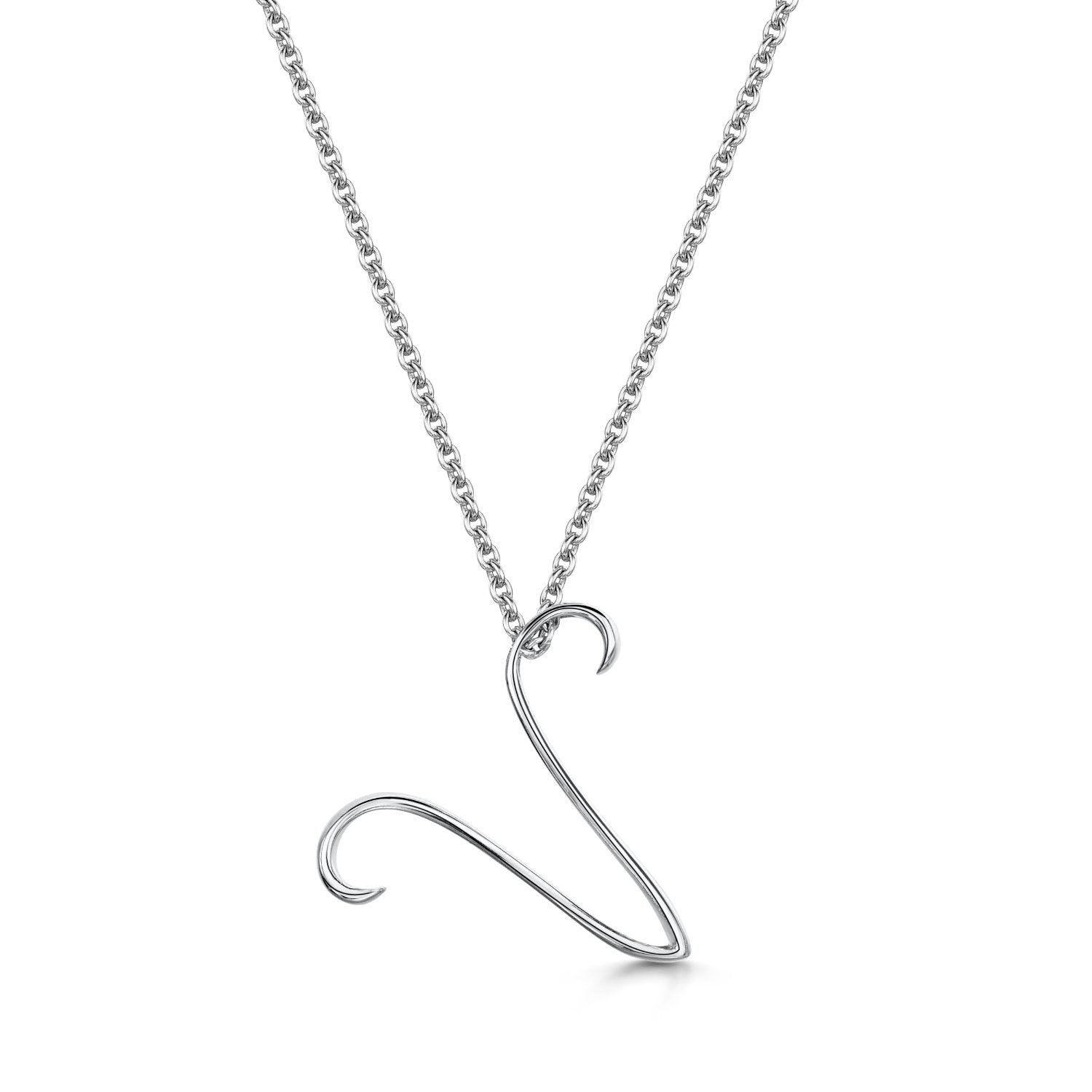 Letter V Initial Pendant & Chain