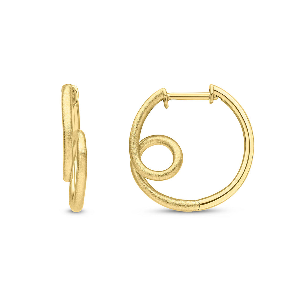 Loop Hinged Hoop Earrings in 9ct Yellow Gold on a white background