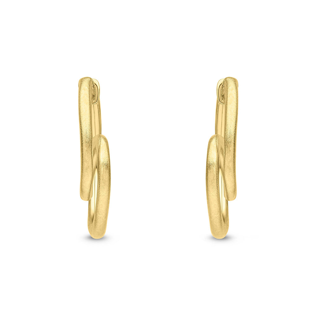 Loop Hinged Hoop Earrings in 9ct Yellow Gold - front view on a white background