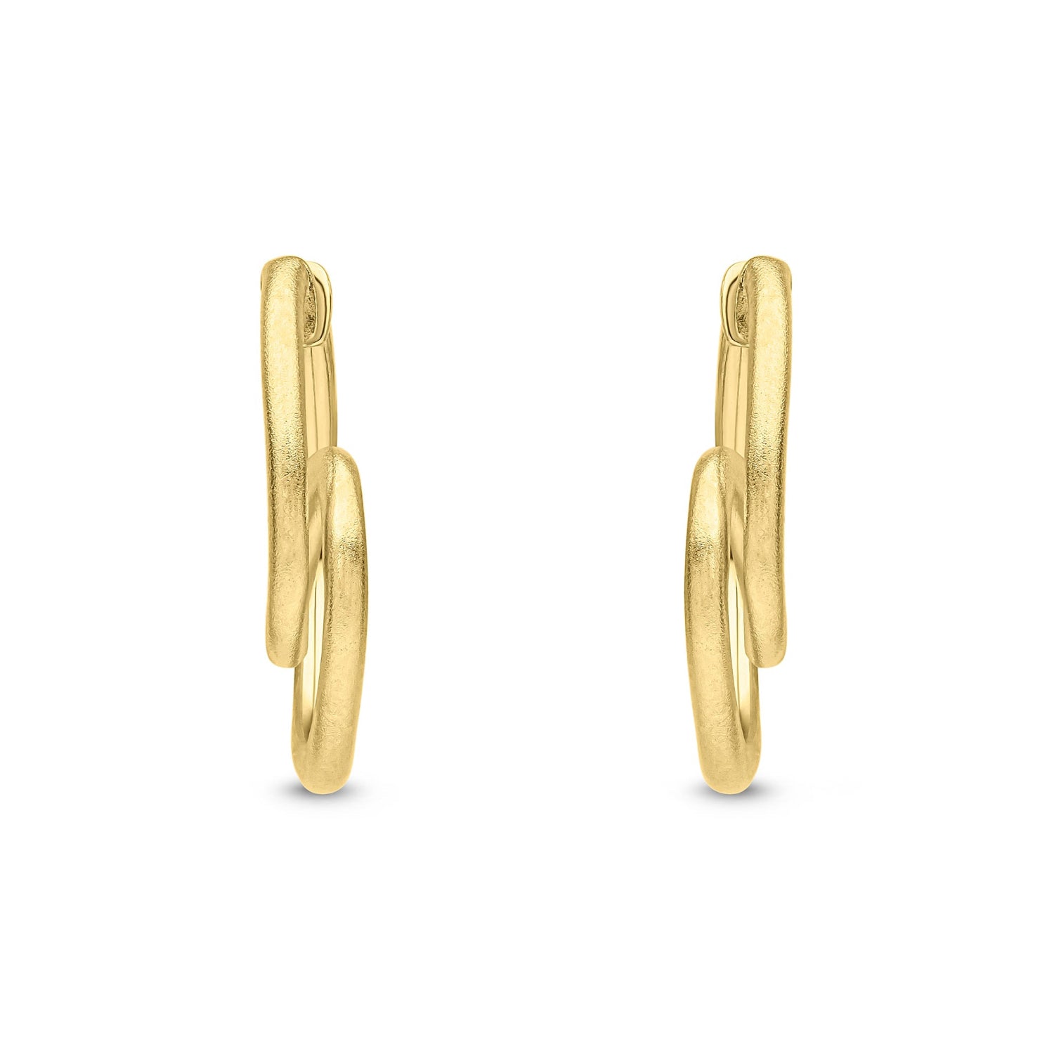 Loop Hinged Hoop Earrings in 9ct Yellow Gold - front view on a white background