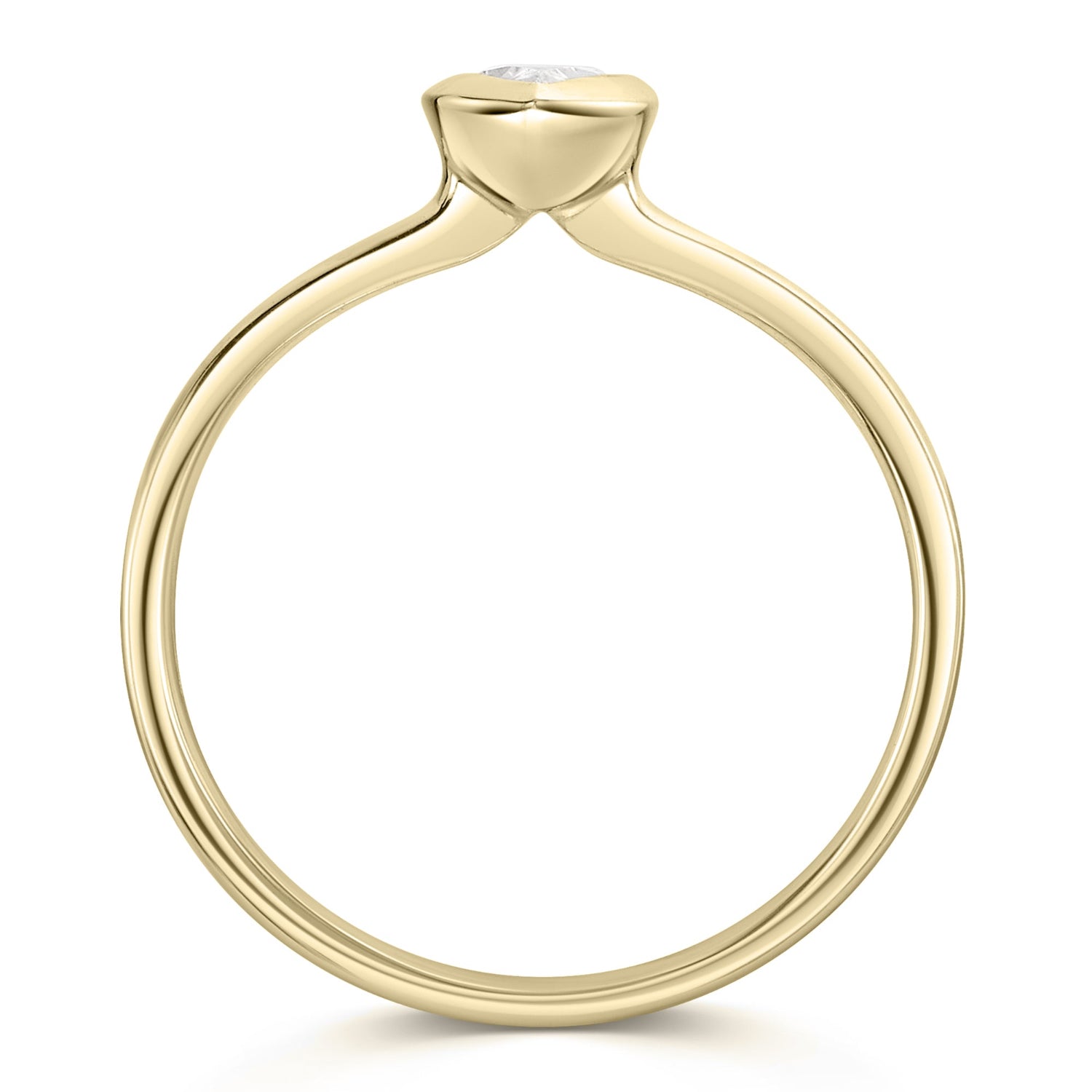 Gold ring with a diamond on a white background