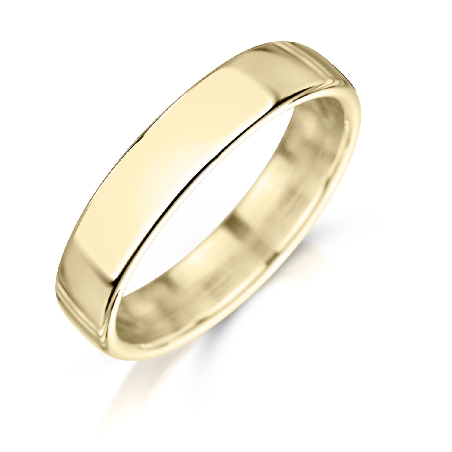 Mens Comfort Fit 5mm Yellow Gold Wedding Band