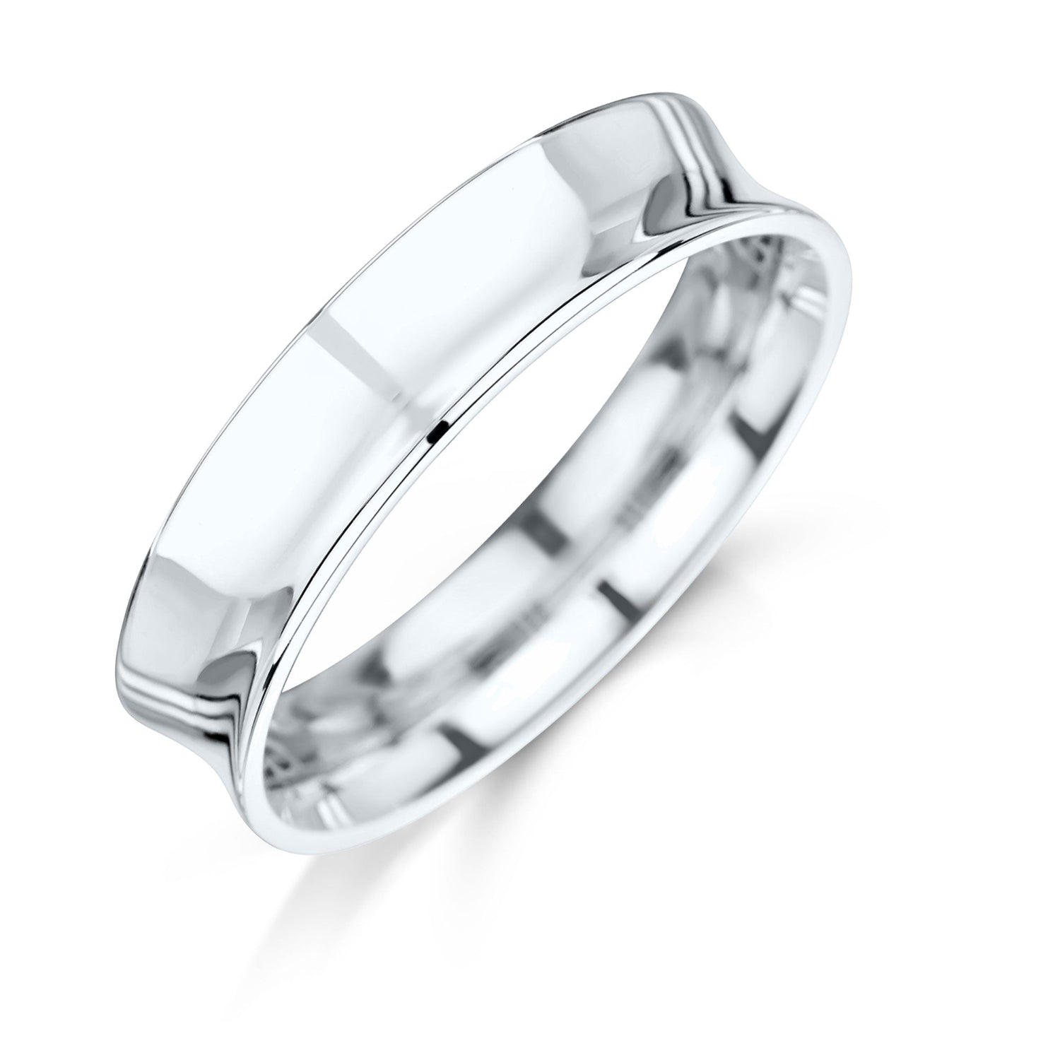 Mens Concave 5mm Platinum Wedding Band