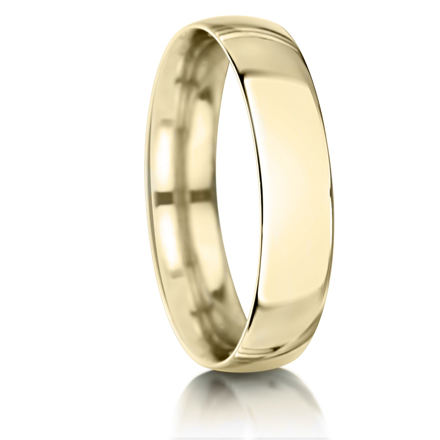 Mens Traditional 5mm Yellow Gold Wedding Ring - Straight on 