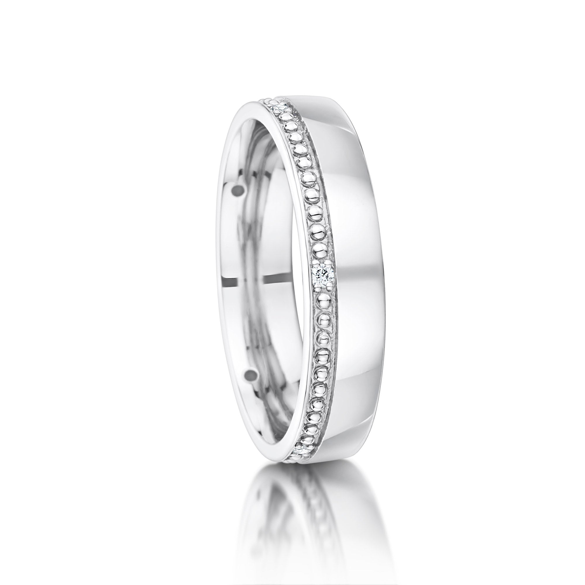 Men’s Modern Diamond Wedding Ring with 5 diamonds on a white background