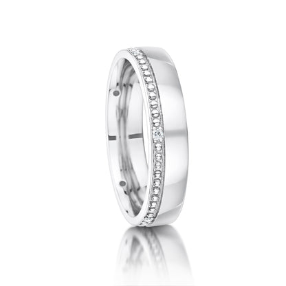 Men’s Modern Diamond Wedding Ring with 5 diamonds on a white background