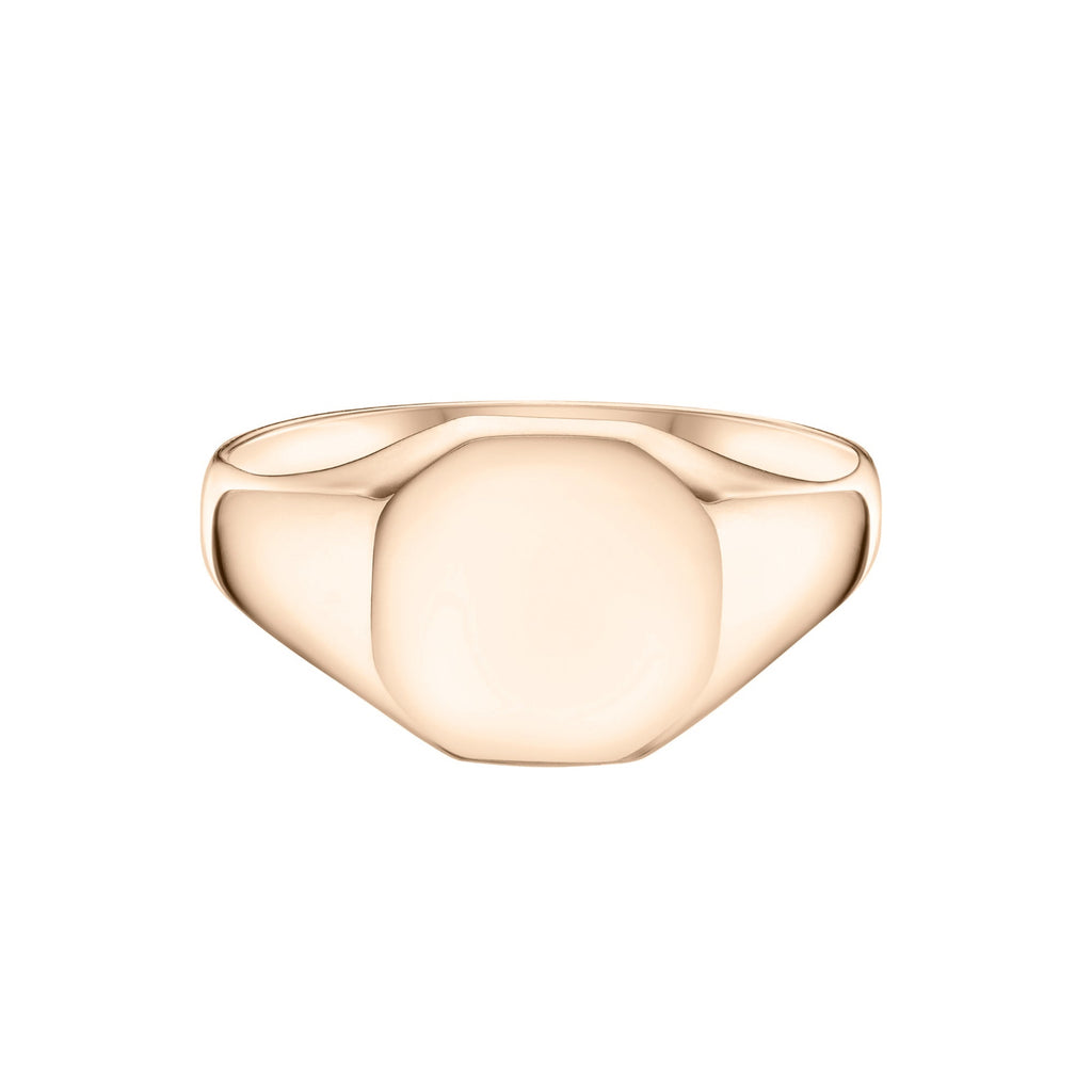 Mens rose gold hexagonal signet ring