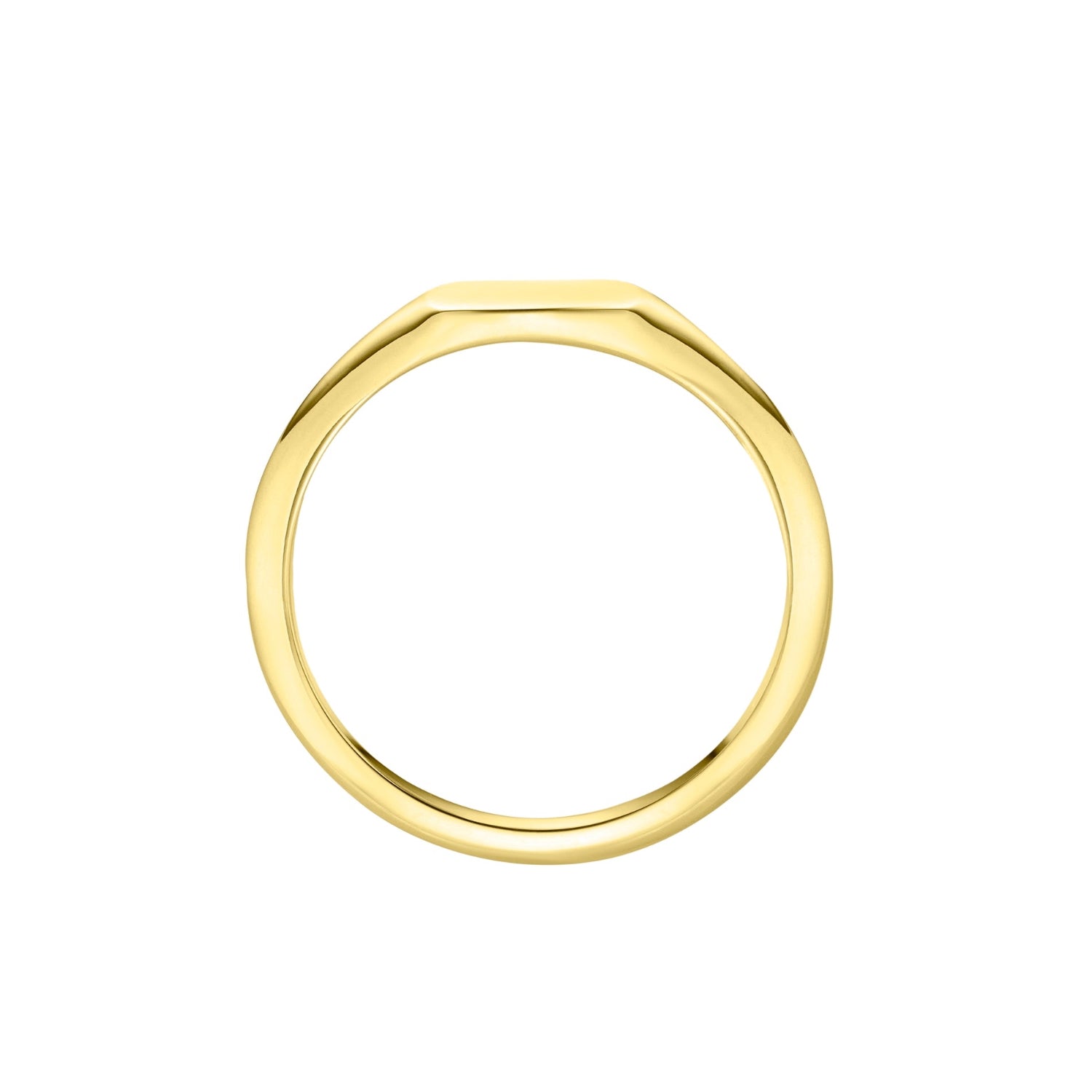Minimalist cushion shaped gold signet ring for engraving - Side