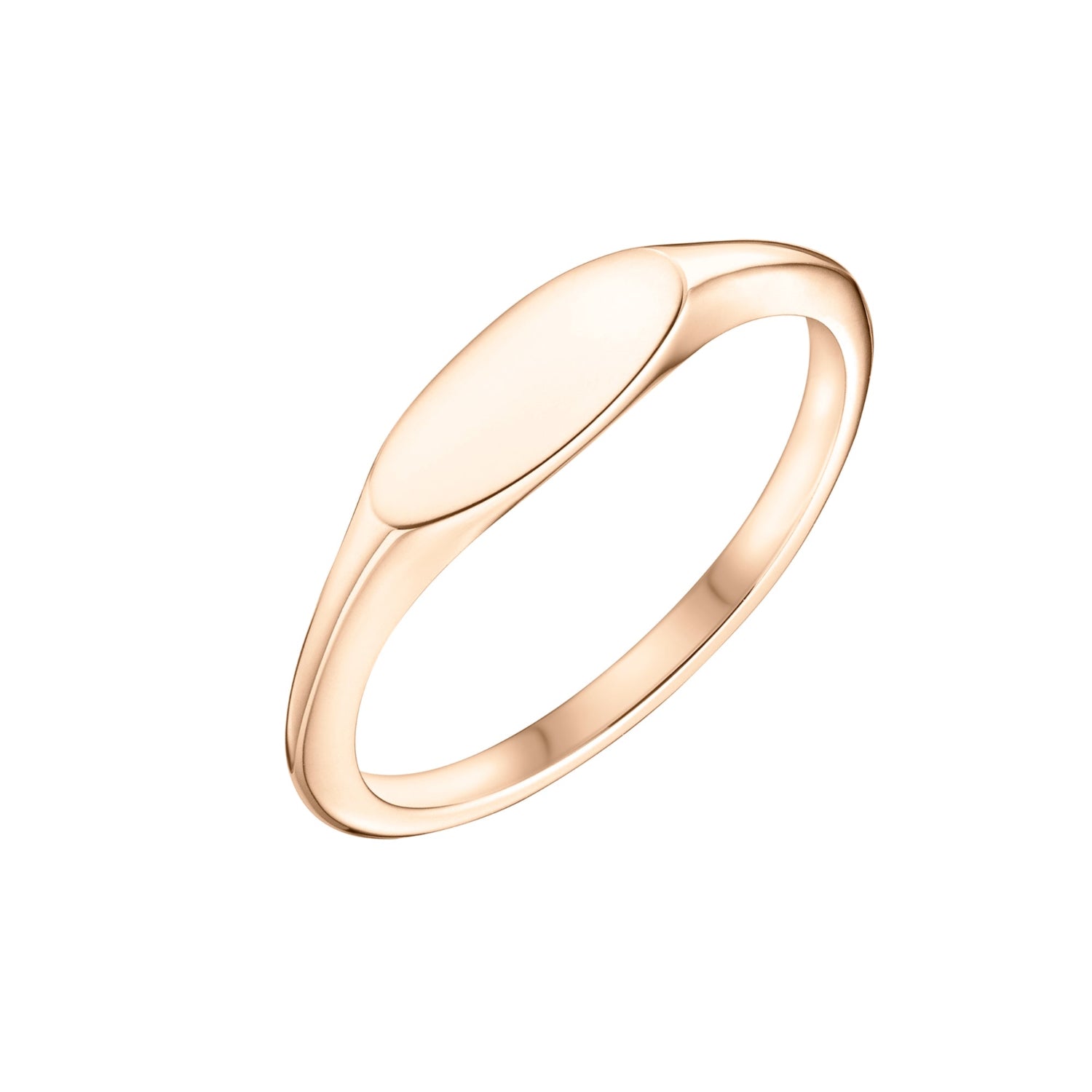 Minimalist oval rose gold signet ring for engraving