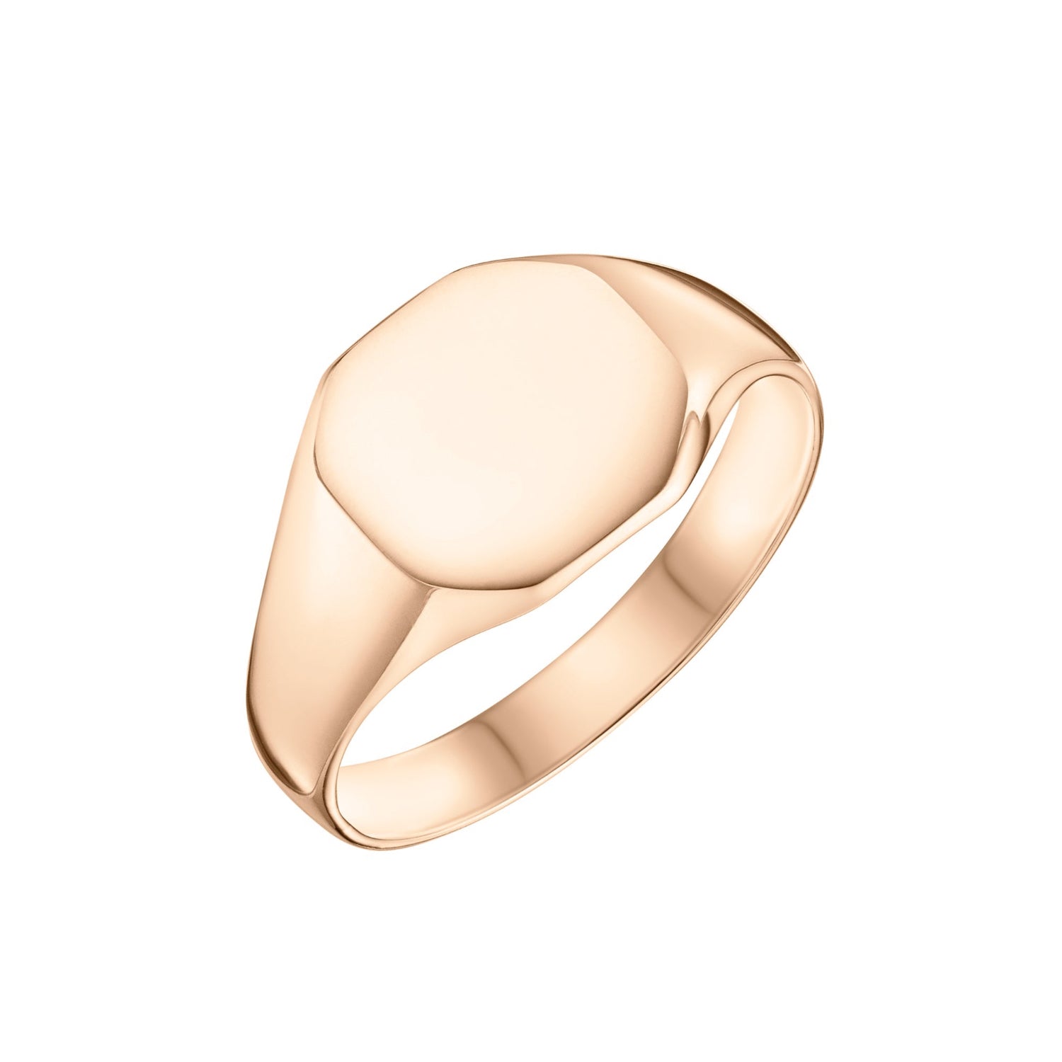 Modern hexagonal signet ring in rose gold