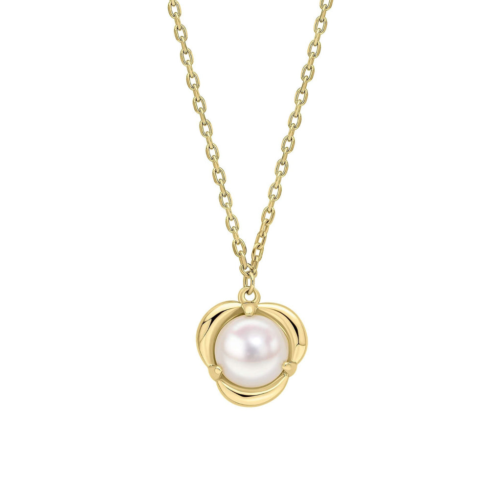 Pearl Petal Necklace in yellow gold on a white background