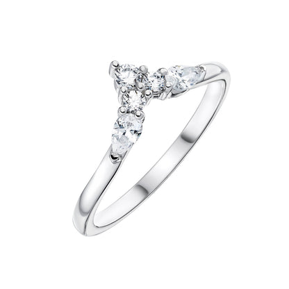 Platinum and diamond shaped wedding ring - Angled on white background