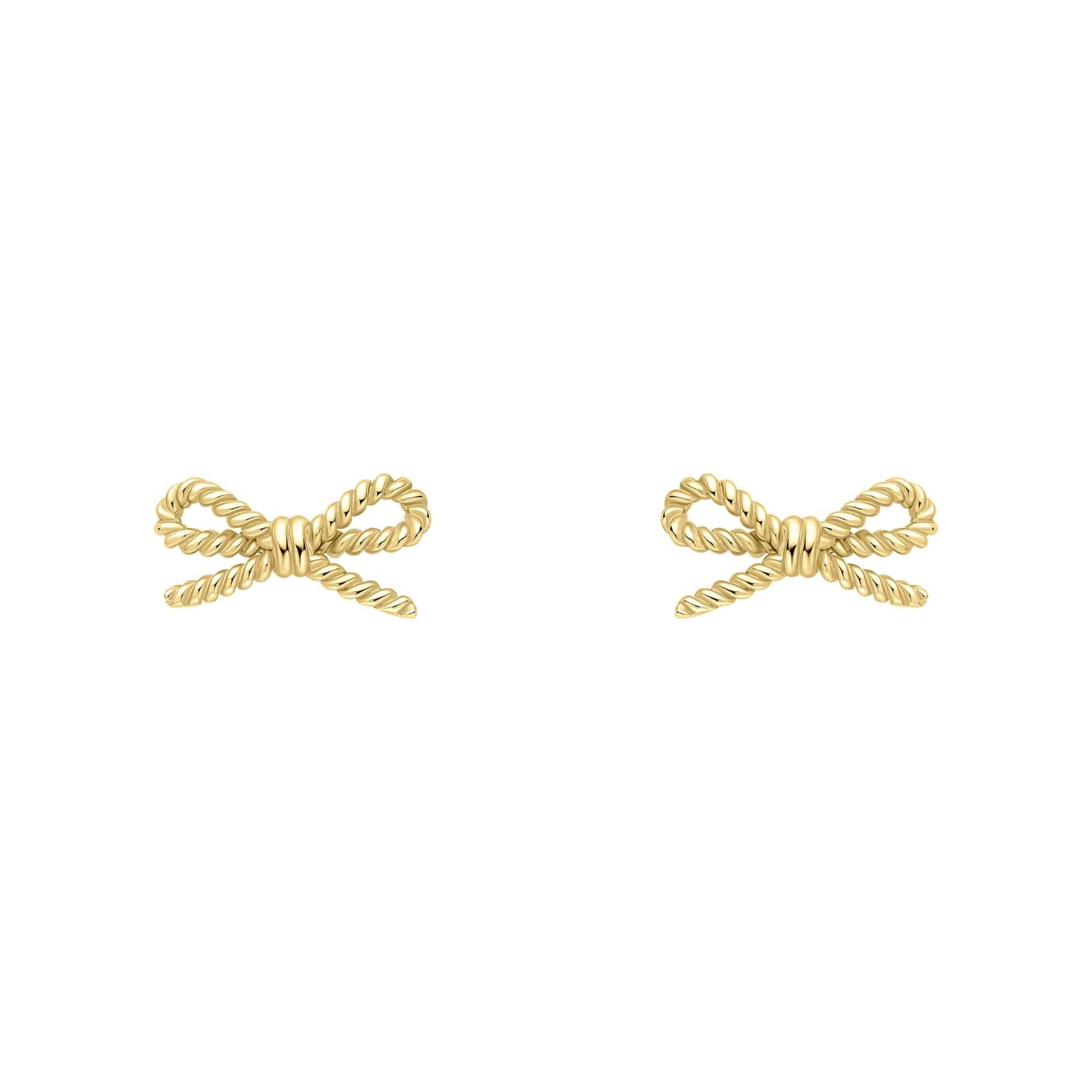 Rope Bow Stud Earrings in 9ct Yellow Gold on white background