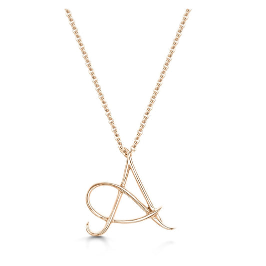Rose Gold Letter A Initial Pendant & Chain