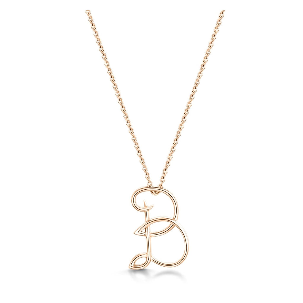 Rose Gold Letter B Initial Pendant & Chain