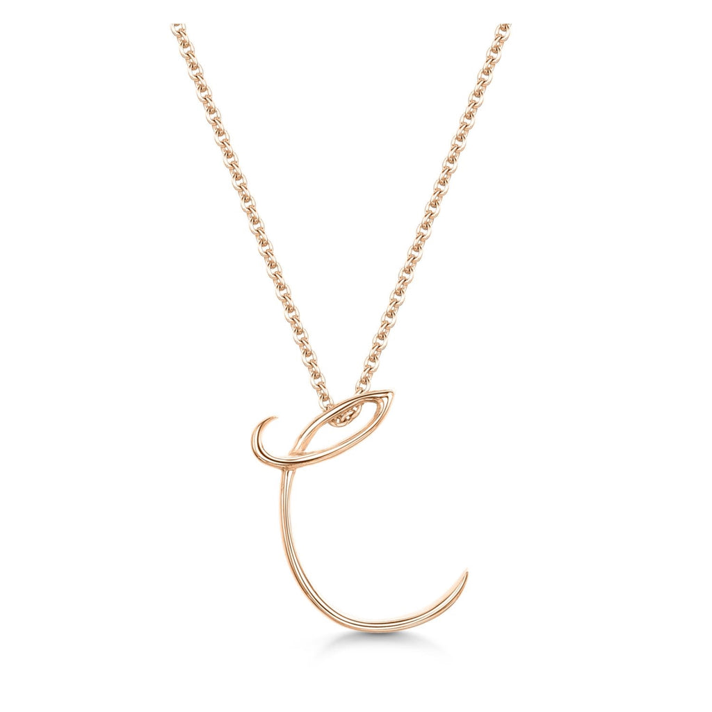 Rose Gold Letter C Initial Pendant & Chain
