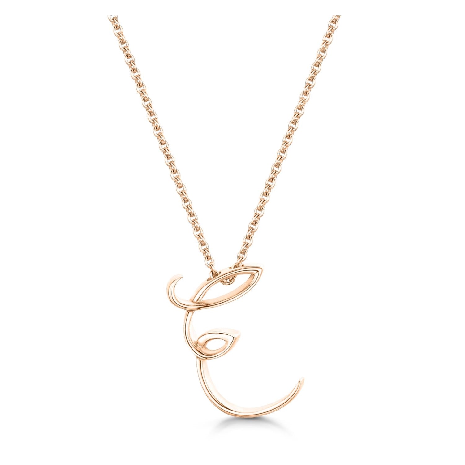 Rose Gold Letter E Initial Pendant & Chain