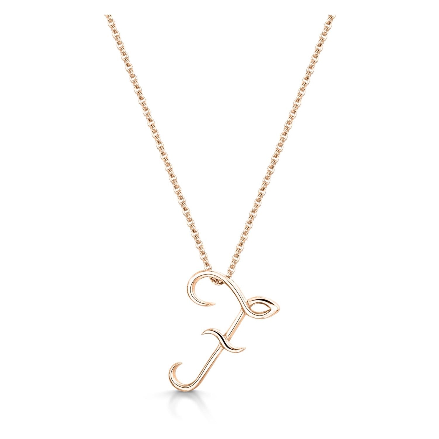 Rose Gold Letter F Initial Pendant & Chain