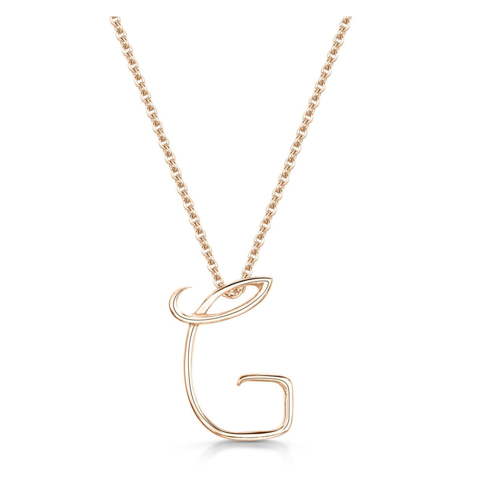 Rose Gold Letter G Initial Pendant & Chain