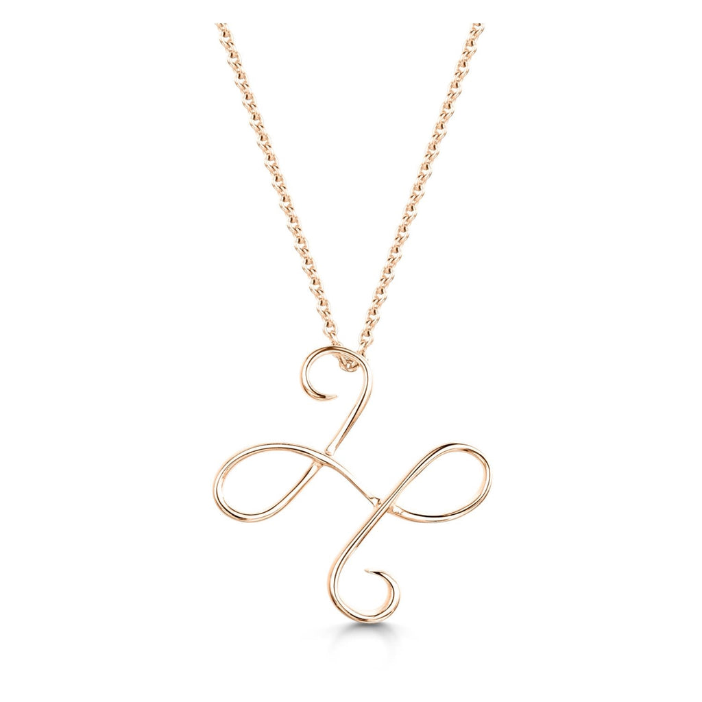 Rose Gold Letter H Initial Pendant & Chain