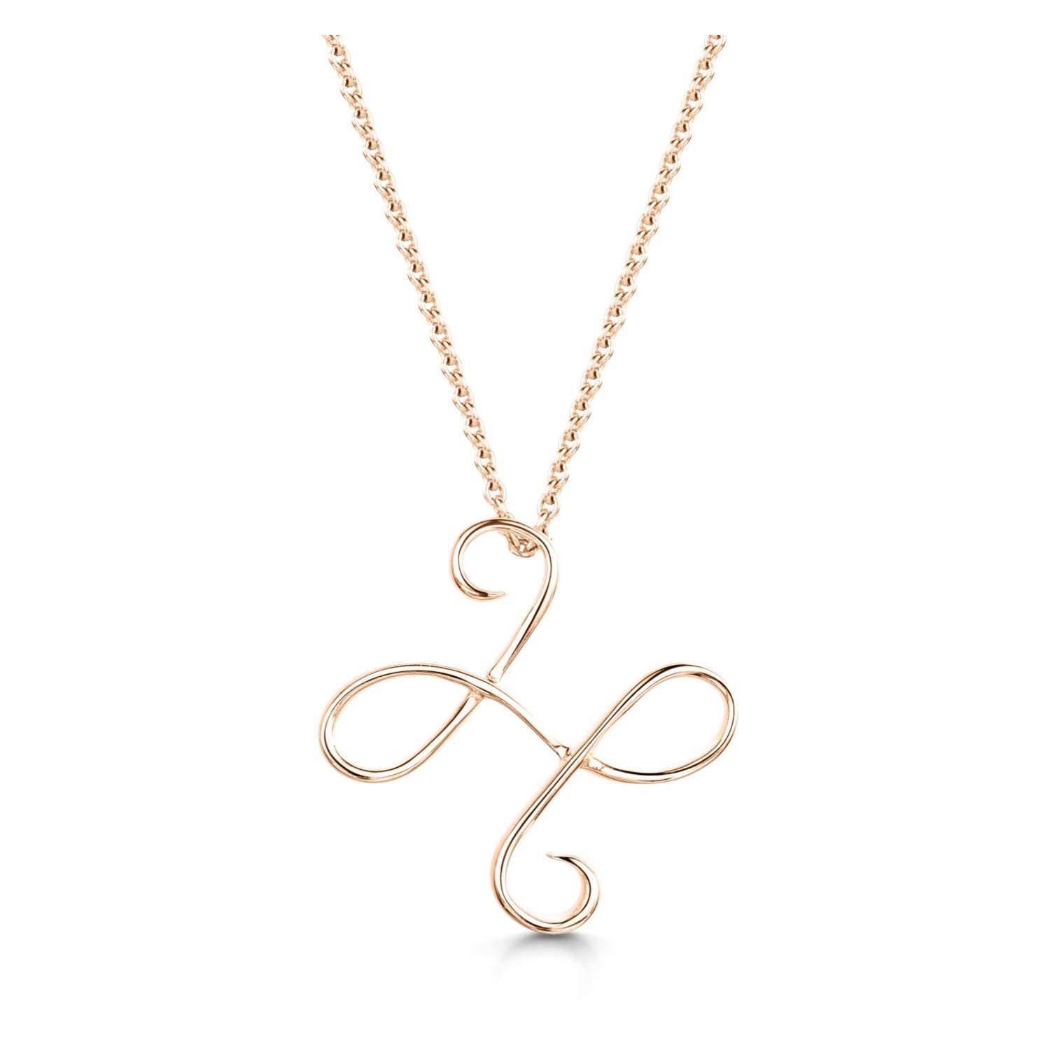 Rose Gold Letter H Initial Pendant & Chain