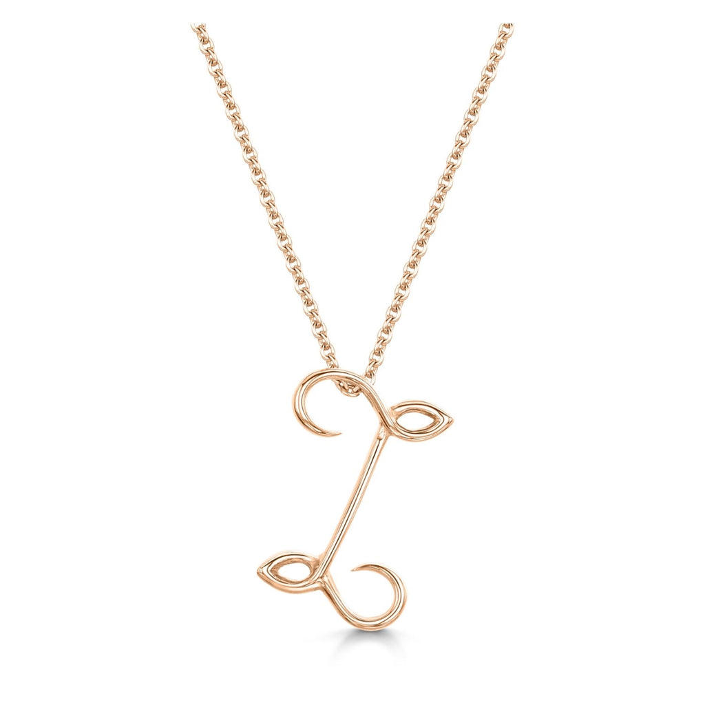 Rose Gold Letter I Initial Pendant & Chain