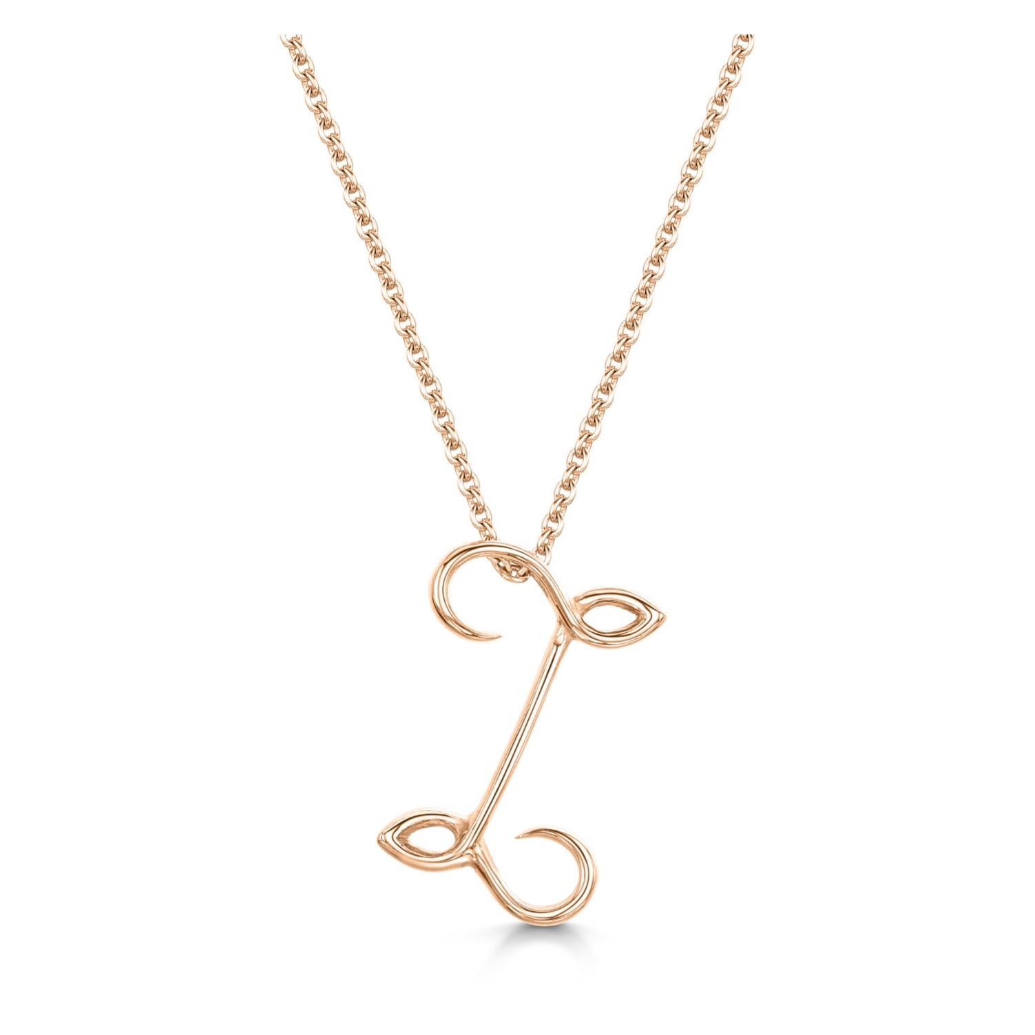 Rose Gold Letter I Initial Pendant & Chain