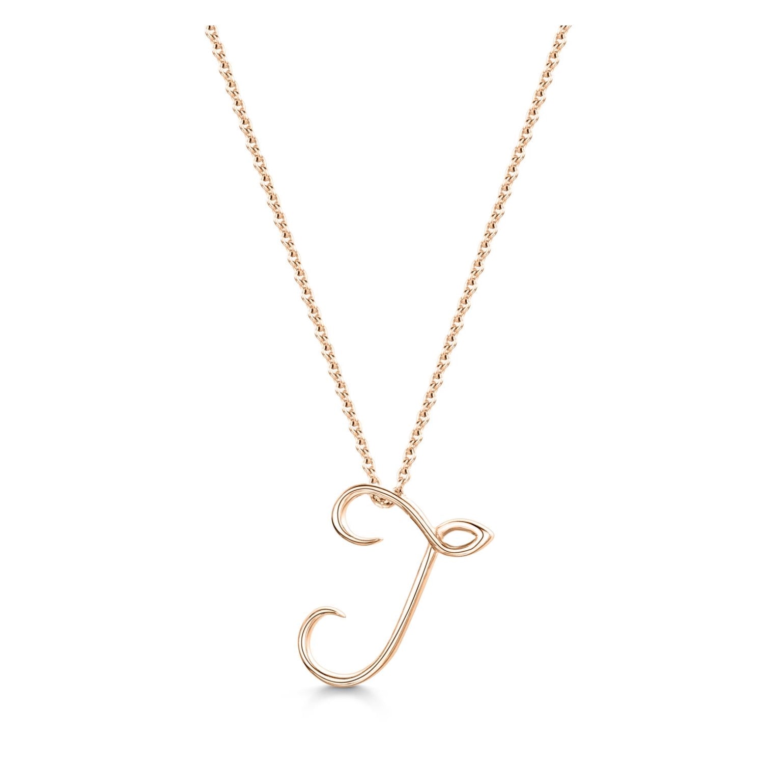 Rose Gold Letter J Initial Pendant & Chain