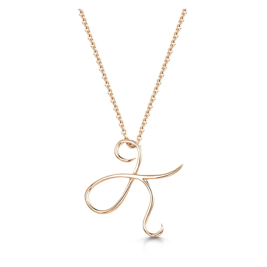 Rose Gold Letter K Initial Pendant & Chain