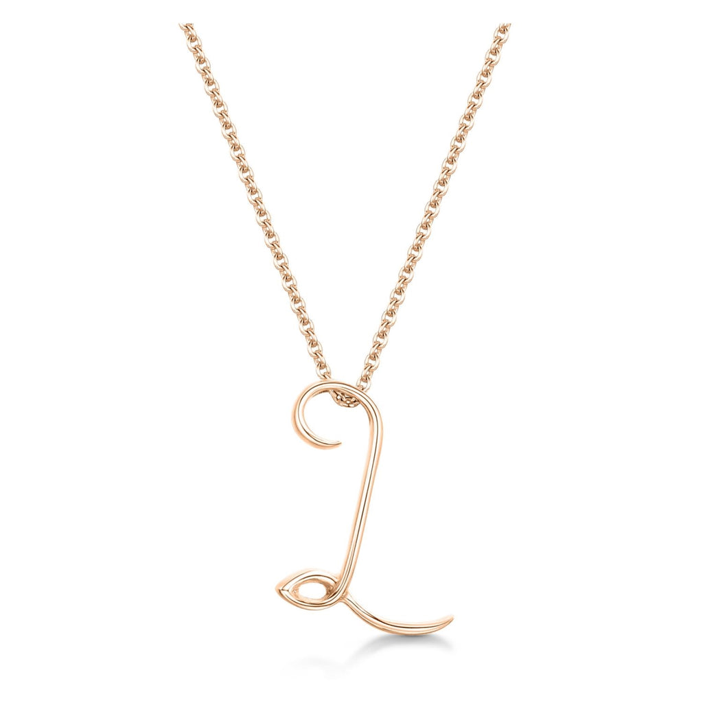 Rose Gold Letter L Initial Pendant & Chain