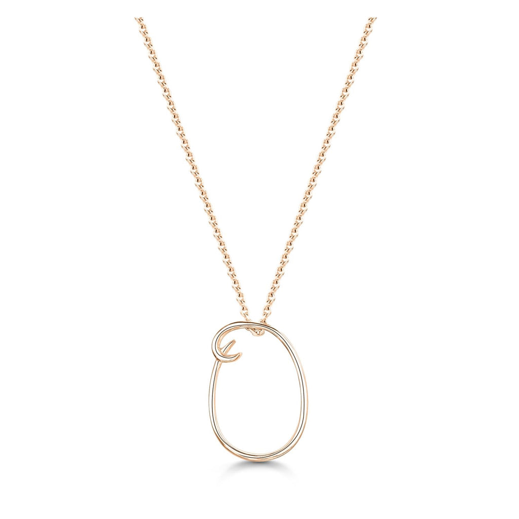 Rose Gold Letter O Initial Pendant & Chain