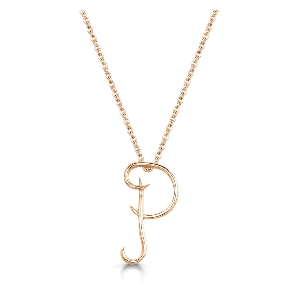 Rose Gold Letter P Initial Pendant & Chain