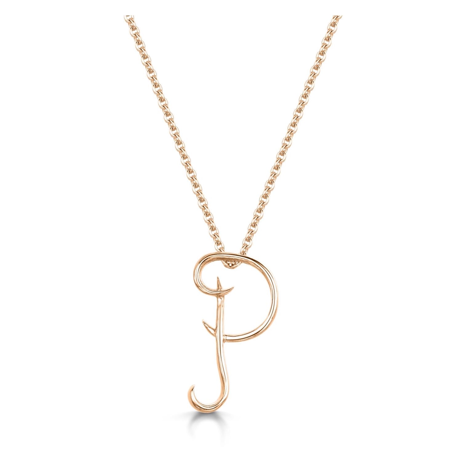 Rose Gold Letter P Initial Pendant & Chain