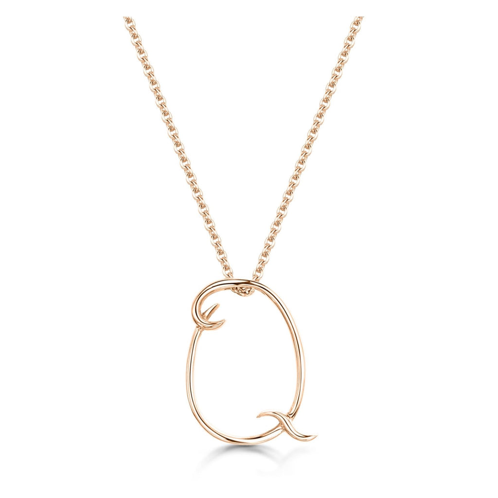 Rose Gold Letter Q Initial Pendant & Chain