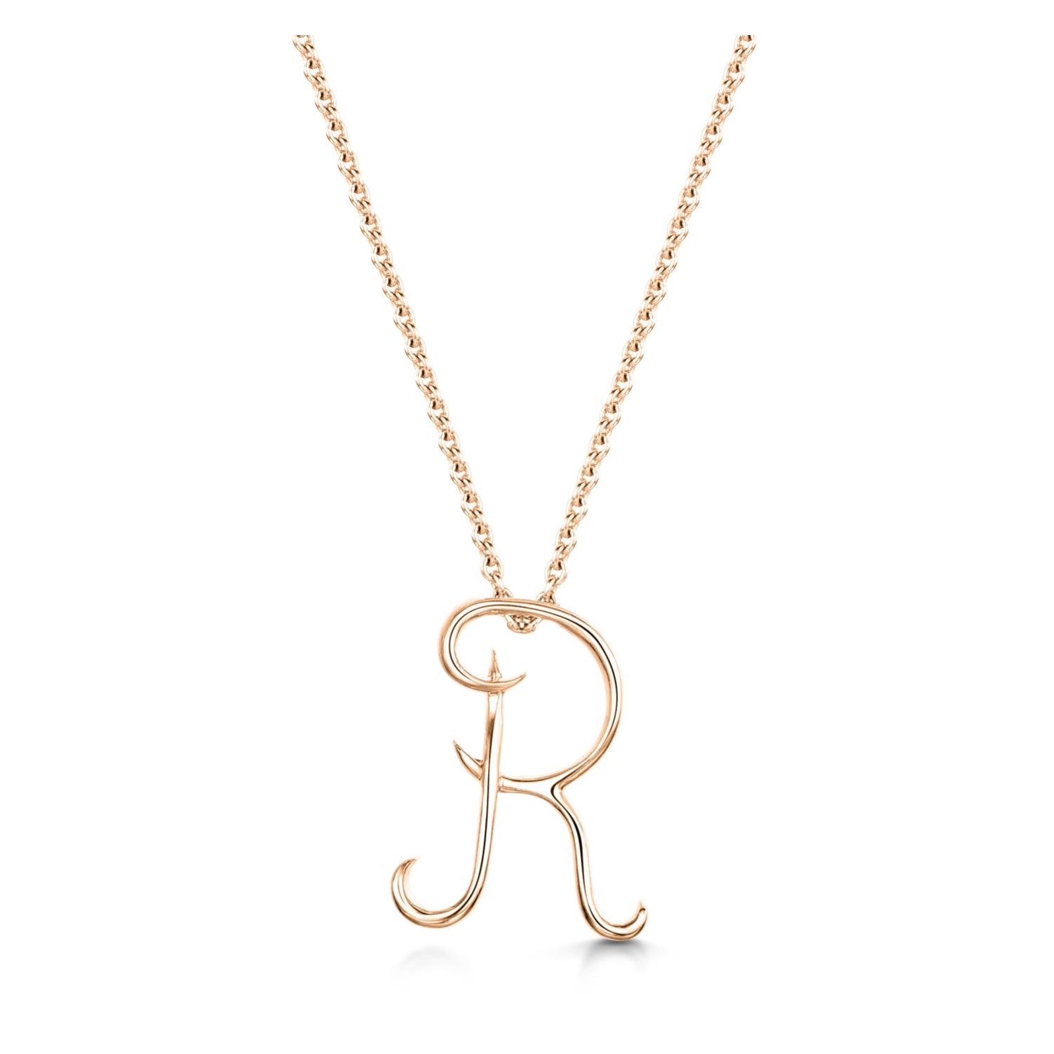Rose Gold Letter R Initial Pendant & Chain