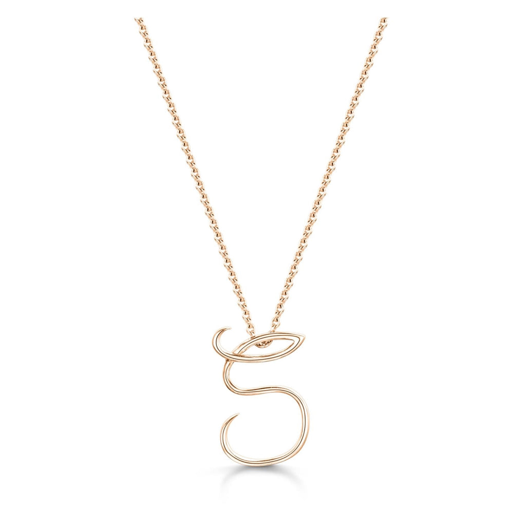 Rose Gold Letter S Initial Pendant & Chain